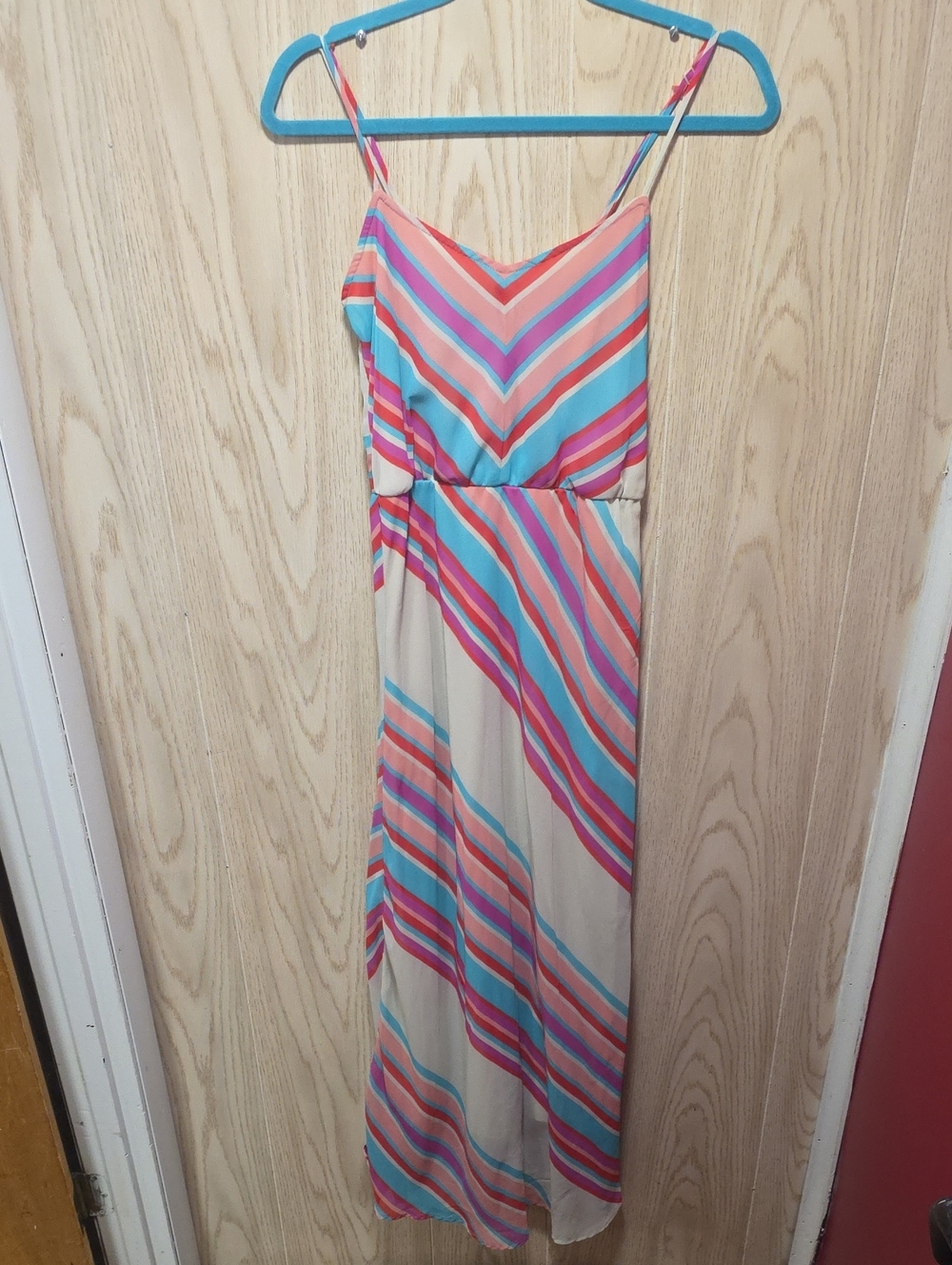 Striped Multi-Color Maxi Dress with Spaghetti Straps
